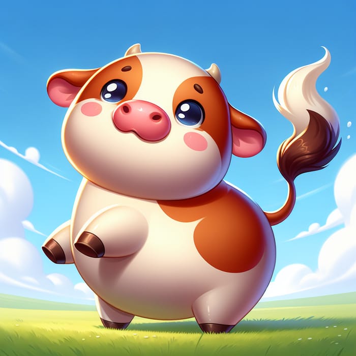 Happy Plump Cow in the Sunny Grassland | 哼哼牛