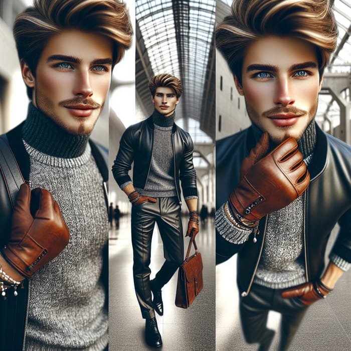 Modern Young Man with Stylish Brown Hair and Blue Eyes | Trendy Fashion 2022