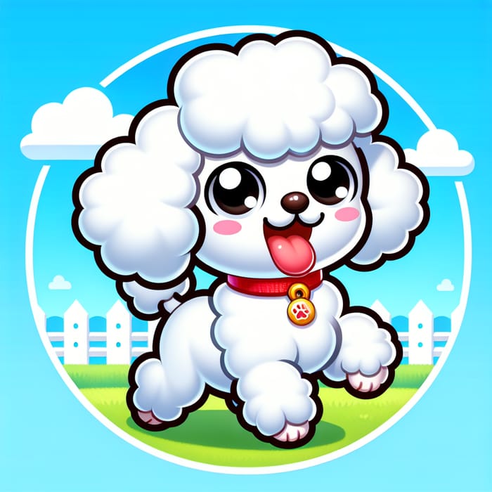 White Poodle Disney Art | Playful Dog Illustration