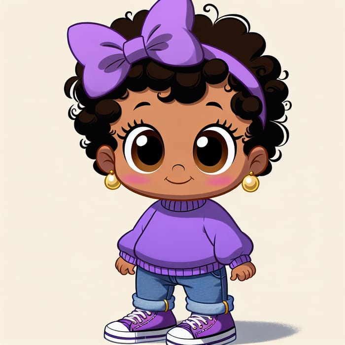 Adorable Two-Year-Old Baby Cartoon in Purple Outfit | Enchanting Animation