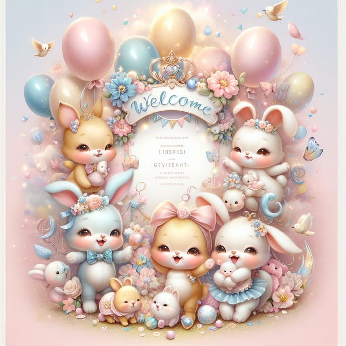 Charming Baby Animals Pastel Baby Shower Invitation Design