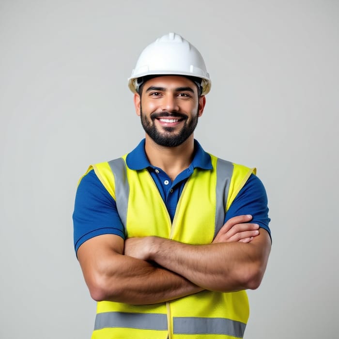 Hispanic Construction Worker in Safety Gear