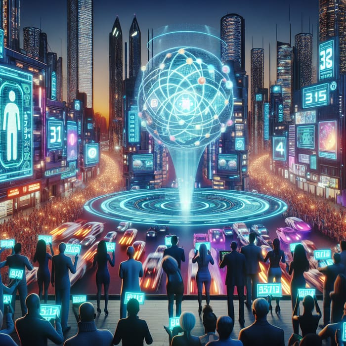 Futuristic City Lottery Draw | Vibrant Urban Scene