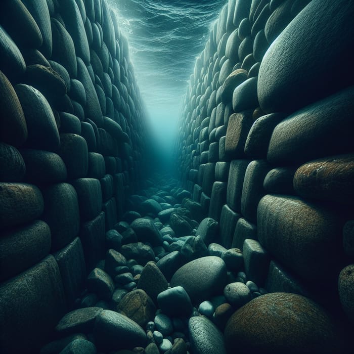 Stones Wall in the Ocean Depths