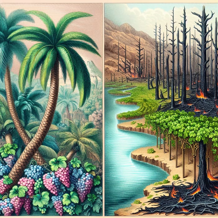 Paradise Scene: Palm Trees & Charred Rivers