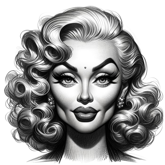 Marilyn Monroe Caricature: Expressive Detailed Sketch