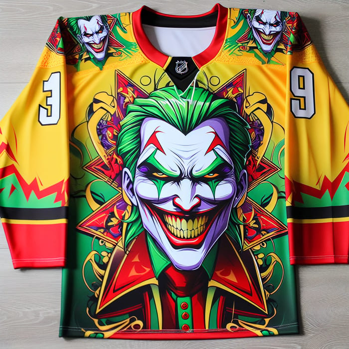 Vibrant Joker Ice Hockey Jersey | Yellow, Green & Red