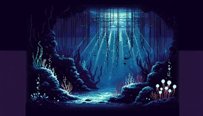 Pixel Art Deep Sea Scene - No Fish Design