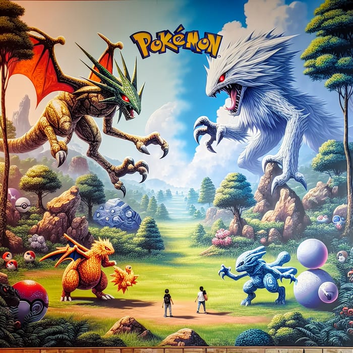 Immersive Random Pokemon Battle Scene - Diverse Creatures Clash