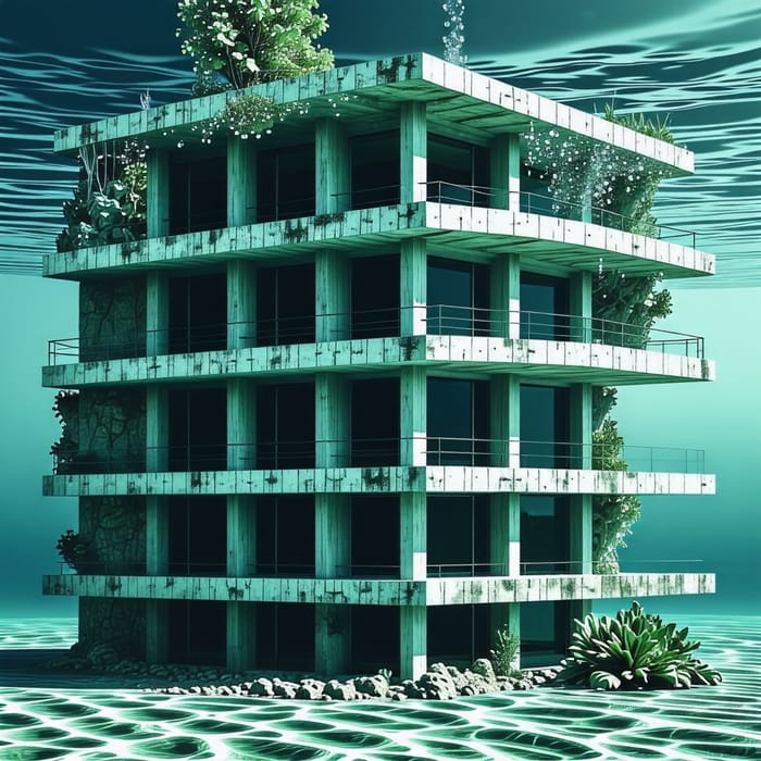 Underwater Building in Slice - Explore the Four Floor Structure