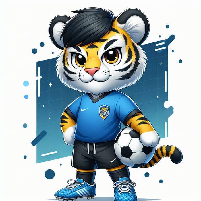 Cute Young Tiger Playing Futsal in Style