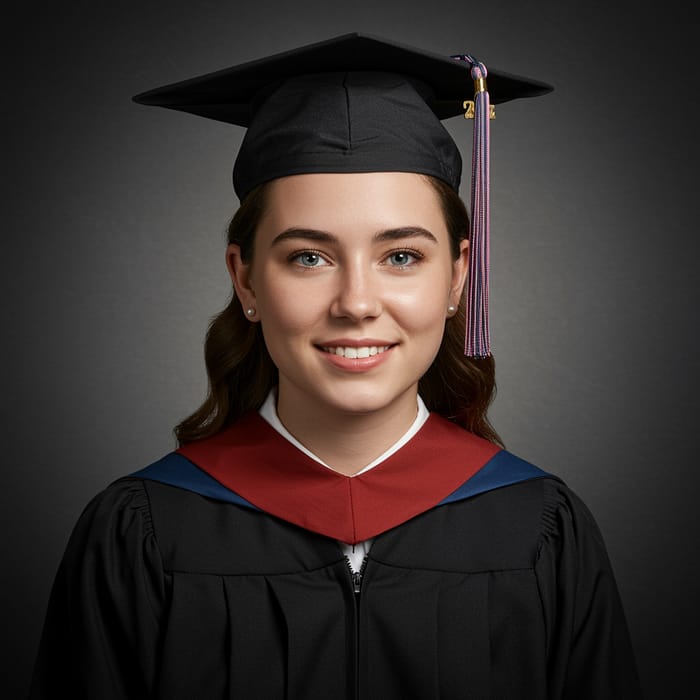 Realistic Graduation Photo with Cap and Gown Realistic Graduation Photo with Cap and Gown