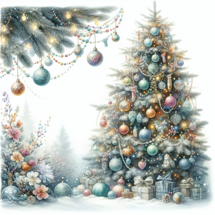 Holiday-Inspired Christmas Tree Watercolor Painting - Festive Decor