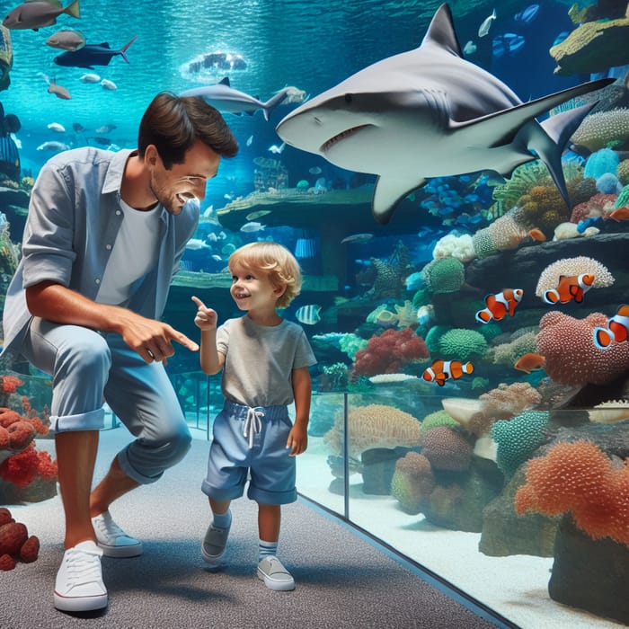 Joyful Aquarium Adventure: Father & Son Exploring