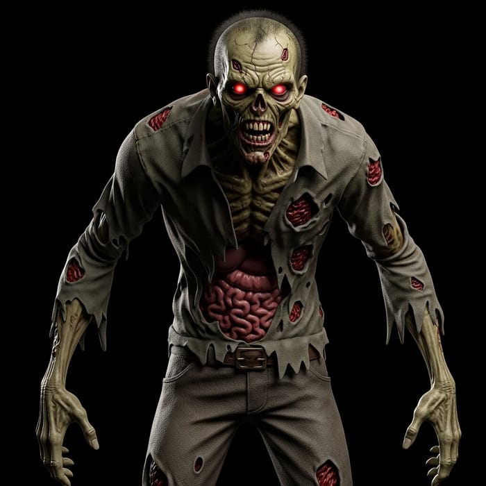 Hyper-Realistic 3D Zombie Model - Terrifying Design Hyper-Realistic 3D Zombie Model - Terrifying Design