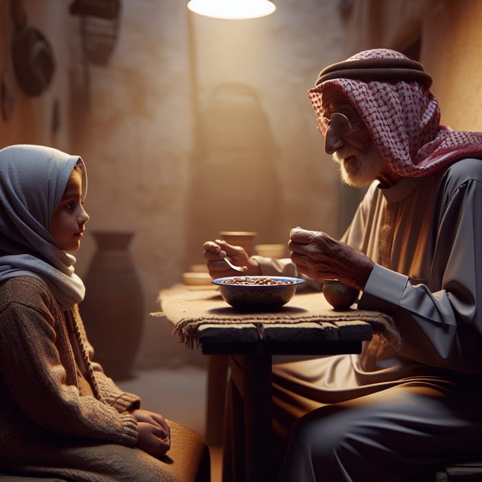 Wisdom Across Generations: Arab Man and Young Girl