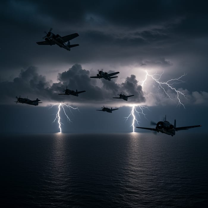 Dramatic U.S. Navy Bombers Over Ocean in Storm