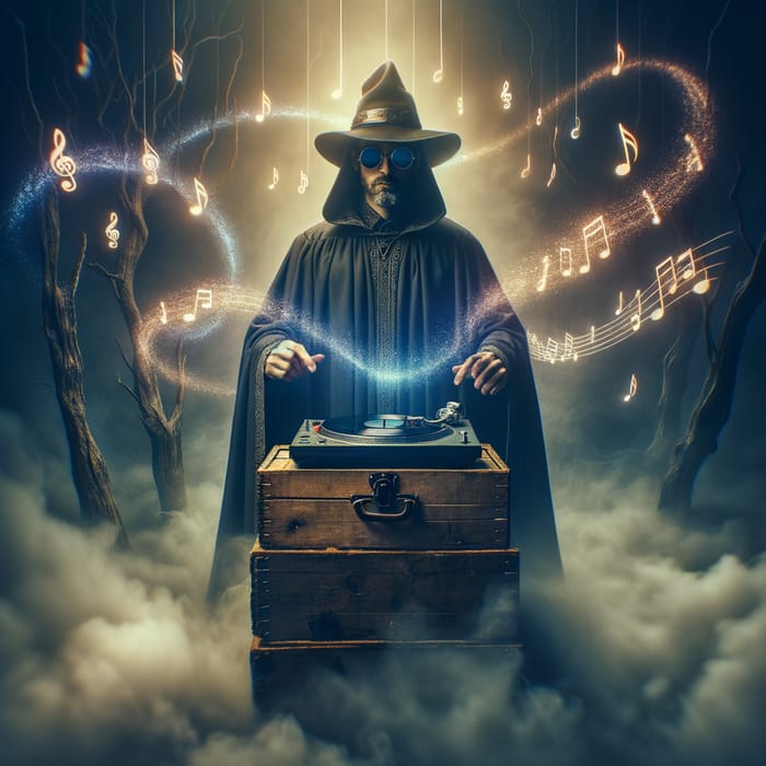 Mystical DJ in Wizard-like Aura Music Scene