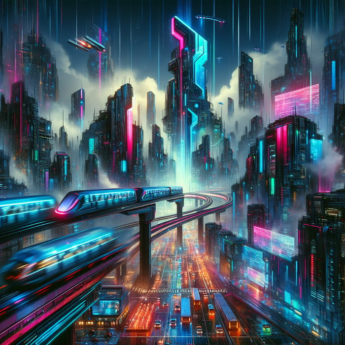 Abstract Cyberpunk Cityscape | Futuristic Urban Art