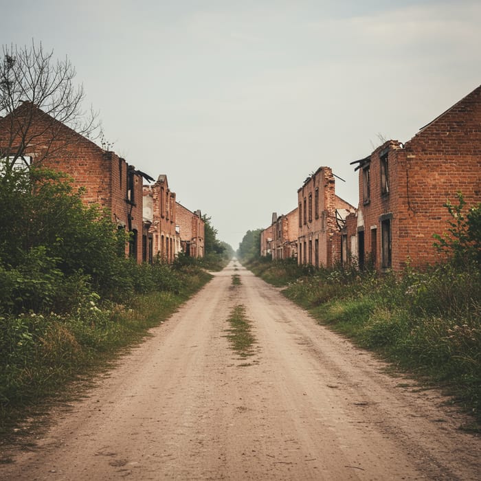 Explore Burnt Brick Ruins on a Dirt Road
