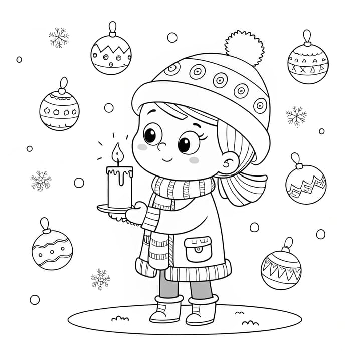 Cute Girl Winter Coloring Page - Free Outline Download