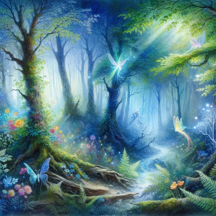 Enchanted Forest Watercolor Scene | Nature Artwork