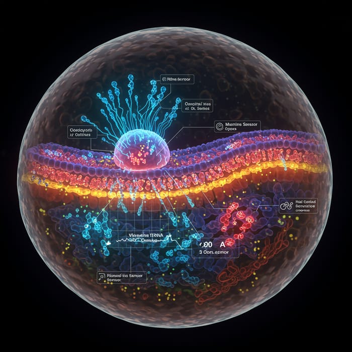 Detailed Cell Illustration with RNA Transcription