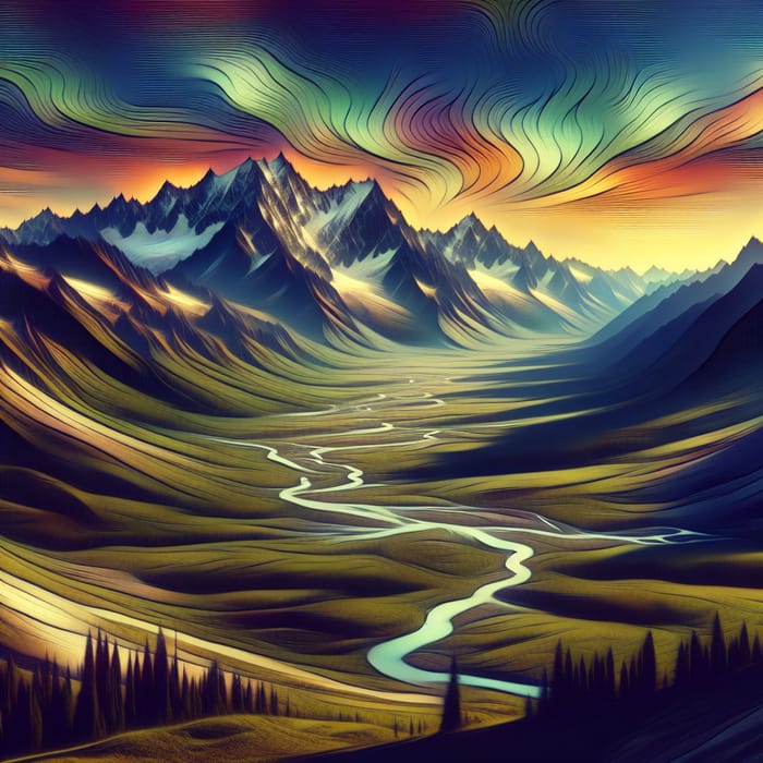 Majestic Mountain Landscapes: Abstract Interpretation