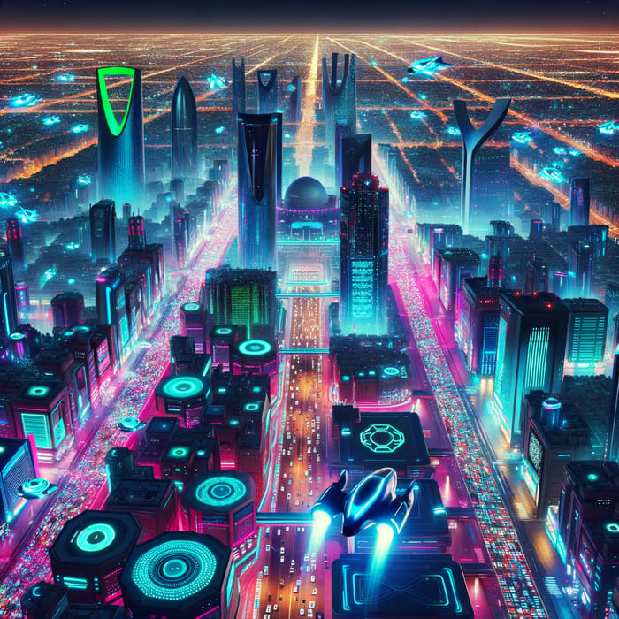 Futuristic Riyadh Saudi Arabia - Neon Cityscape & Cyberpunk Vibes