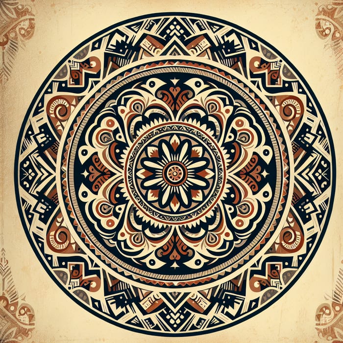 Mezen Style Round Pattern | Hand-Painted Ink Art