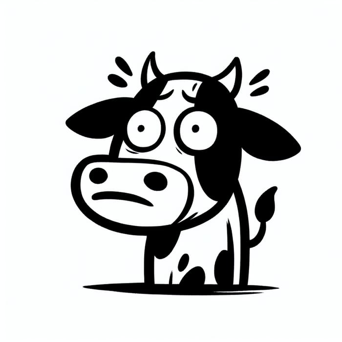 Whimsical Black and White Cow Illustration Whimsical Black and White Cow Illustration