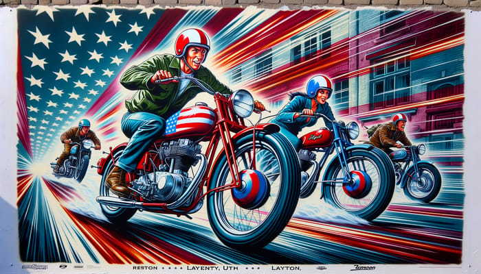 Vibrant Retro-American Motorcycling Scene in Layton, Utah