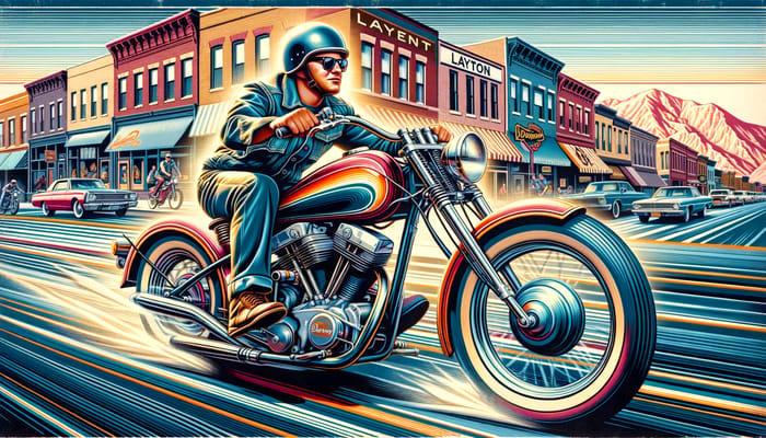 Energetic Retro-American Motorcycle Ride in Layton, Utah