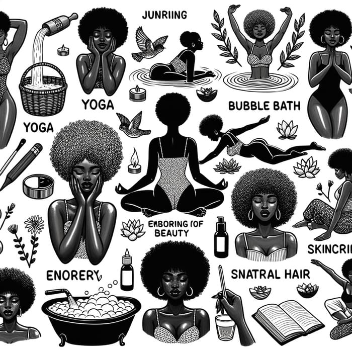 30 Empowering Black Women Self-Care Illustrations