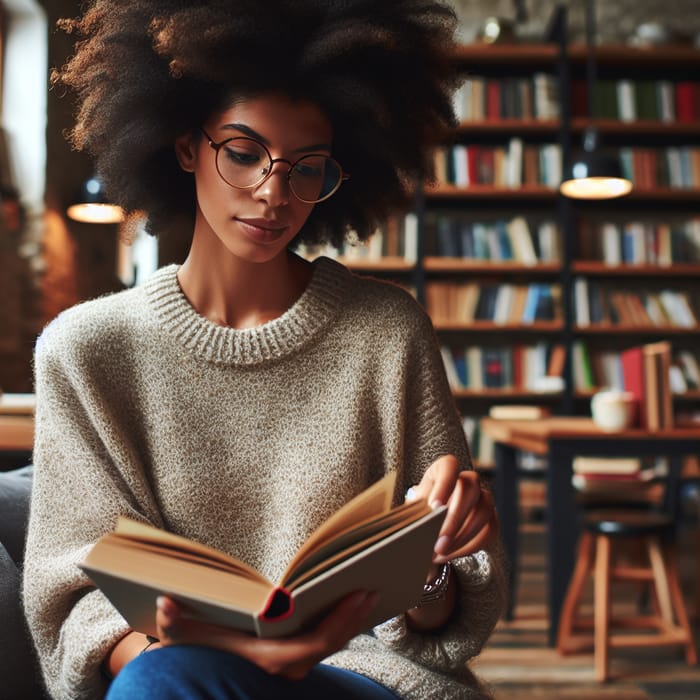 Intellectual Woman Reading Book | bell hooks Leyendo Captivates Literature Lovers