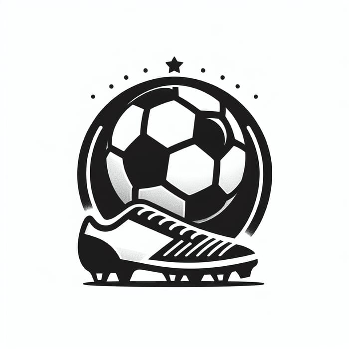 Soccer Shoes and Ball Logo | Minimalist Black White Design