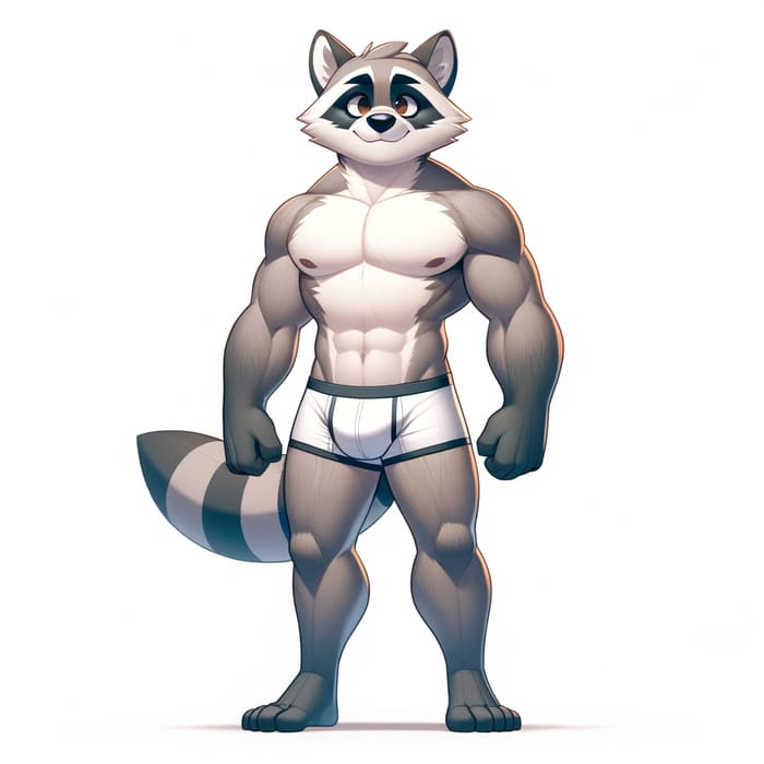 Male Raccoon Demi-Human in Tight Boxers | Animated Cartoon