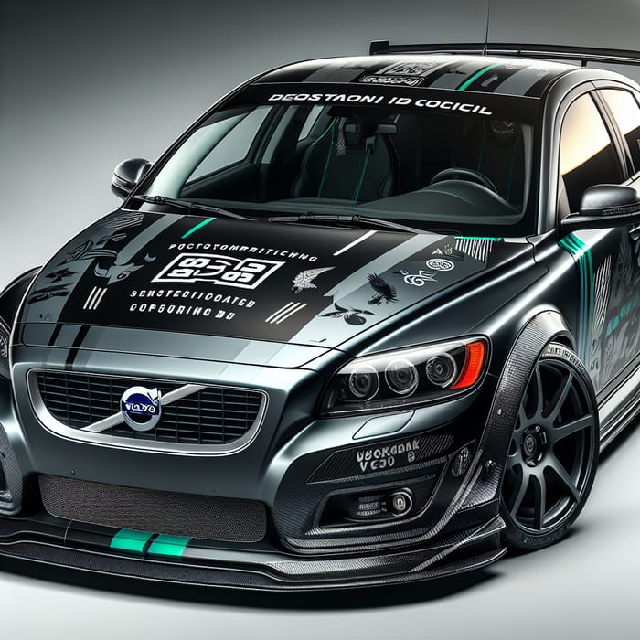 Custom 2010 Volvo C30 with Eva 01 Inspired Black, Grey, Green & Blue Paint Scheme