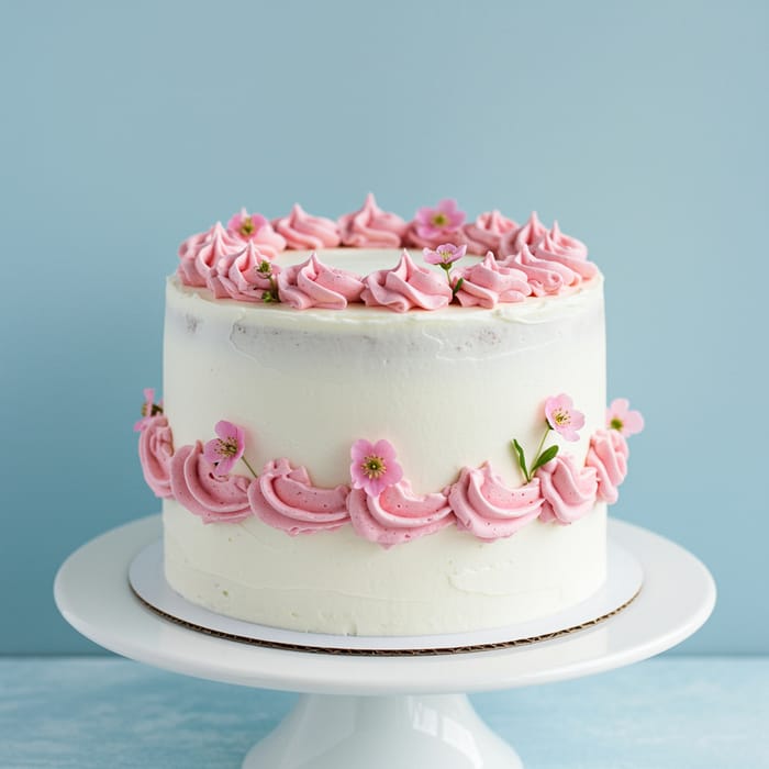 Simple White and Pink Cake - Perfect for Any Occasion