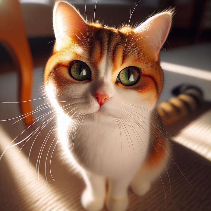 Charming Domestic Shorthair Cat in Sunlit Room