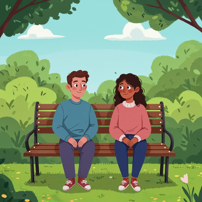 Vibrant Cartoon Illustration of Friends in a Garden