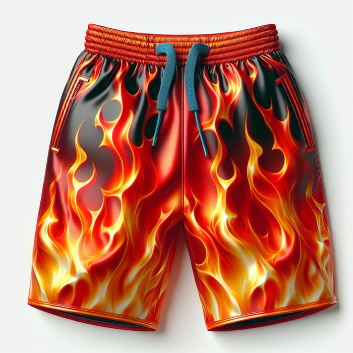 Stunning Fire-Themed Shorts | Vibrant Red, Orange, Yellow Flames