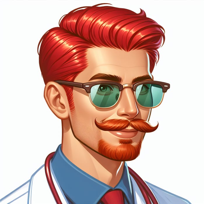 Rural Doctor with Vibrant Red Hair and Sunglasses