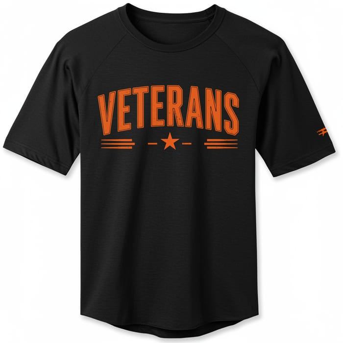 Veterans Black & Orange Baseball Shirt