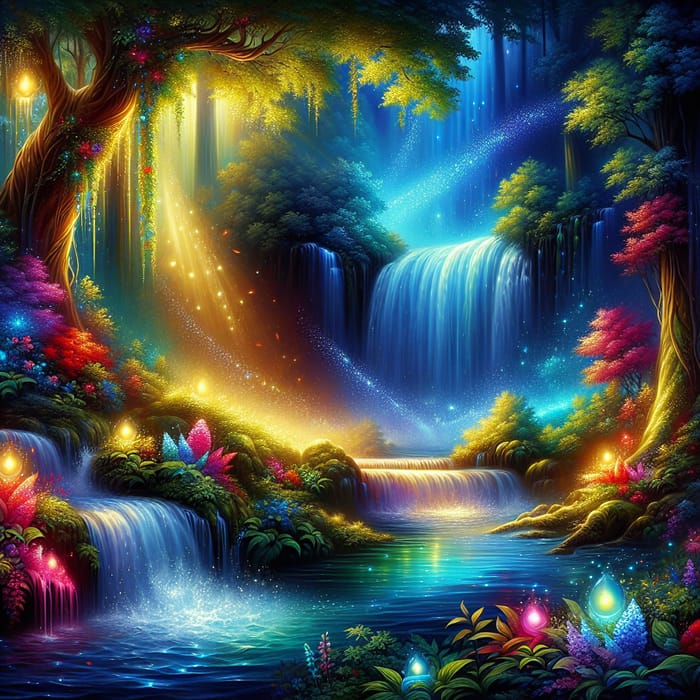 Tranquil Mystic Forest Waterfall | Enchanting Aura Captured