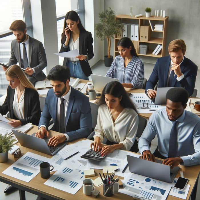 Collaborative Office Team in Modern Workspace