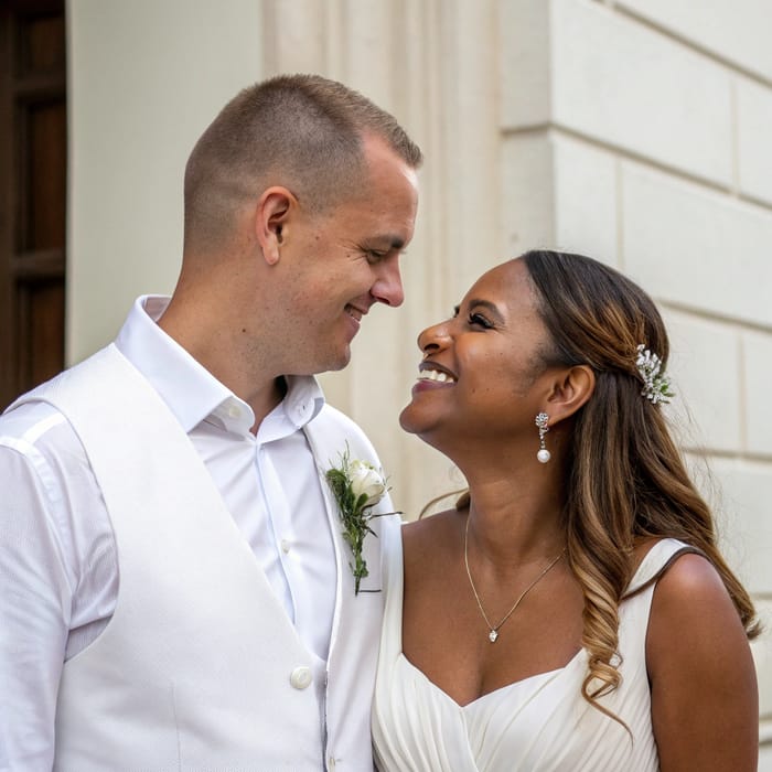 Beautiful Married Couple: Diverse Skin Tones