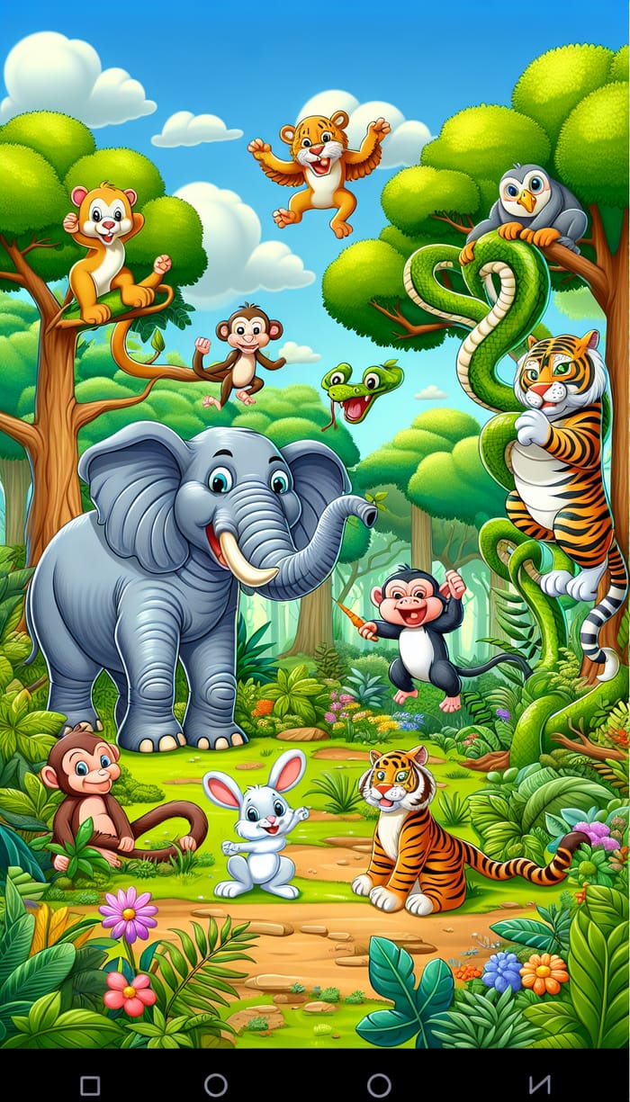 Vibrant Cartoon Forest Animals Clipart