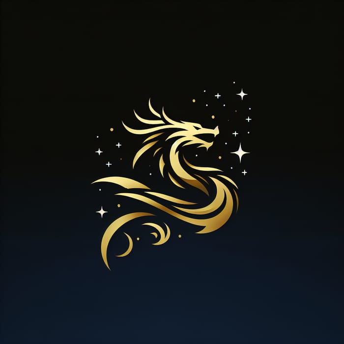 Minimalist Golden Dragon Logo | Dark Sky Design