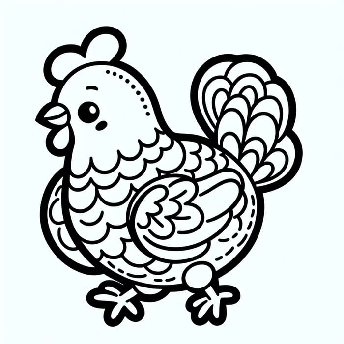 Playful Chicken Coloring Page for Kids | Classic Children's Book